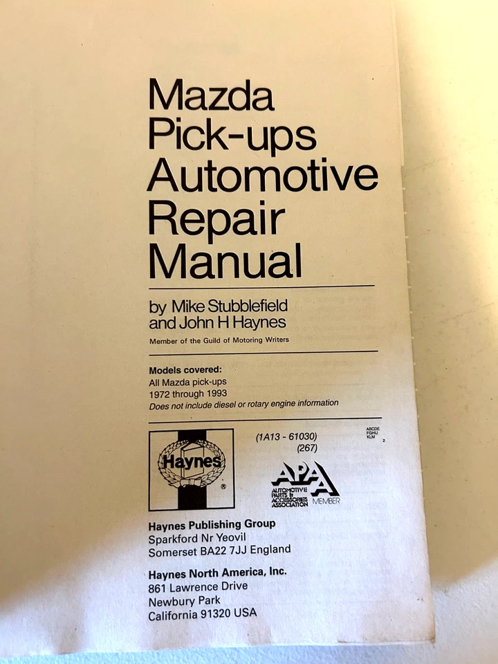 Manual de reparación automotriz Haynes Publications #61030 camionetas Mazda 1972-1993 Foto 2 de 4
