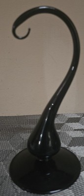 Unique Hand Blown Black Glass Hanging Necklace Display Stand; 8'' Tall