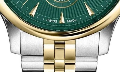 Ferragamo Duo Chrono Bracelet Watch, TWO Tone - Green Face 