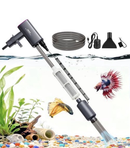 Electric Aquarium Vacuum Gravel Cleaner Rechargeable Fish Tank Water Changer