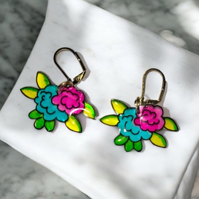Hand-painted acrylic earrings