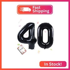 Smlpuame 40 Inch Black Number 40 Balloons, 40th Birthday Party Decorations