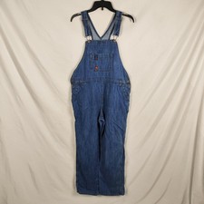Dickies Denim Bib Overalls Mens Large Blue Workwear Carpenter Utility Pockets