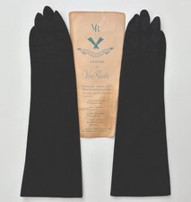 NOS 1950s VAN RAALTE Black Nylon Souffl Gloves Size 6 Small
