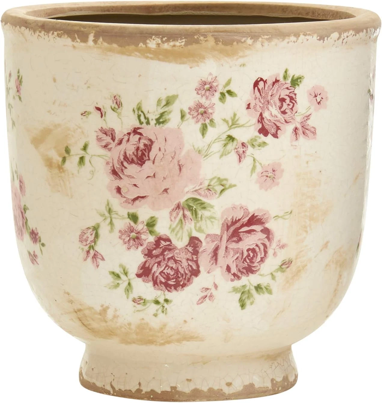 7.5In. Tuscan Ceramic Floral Print Planter