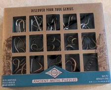 True Genius Ancient Metal Puzzle Set of 15 Brain Teasers Disentanglement Games