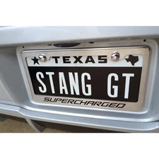 ACC Plate Frame Green Carbon Fiber 'Supercharged' Inlay fits Camaro-Stainless