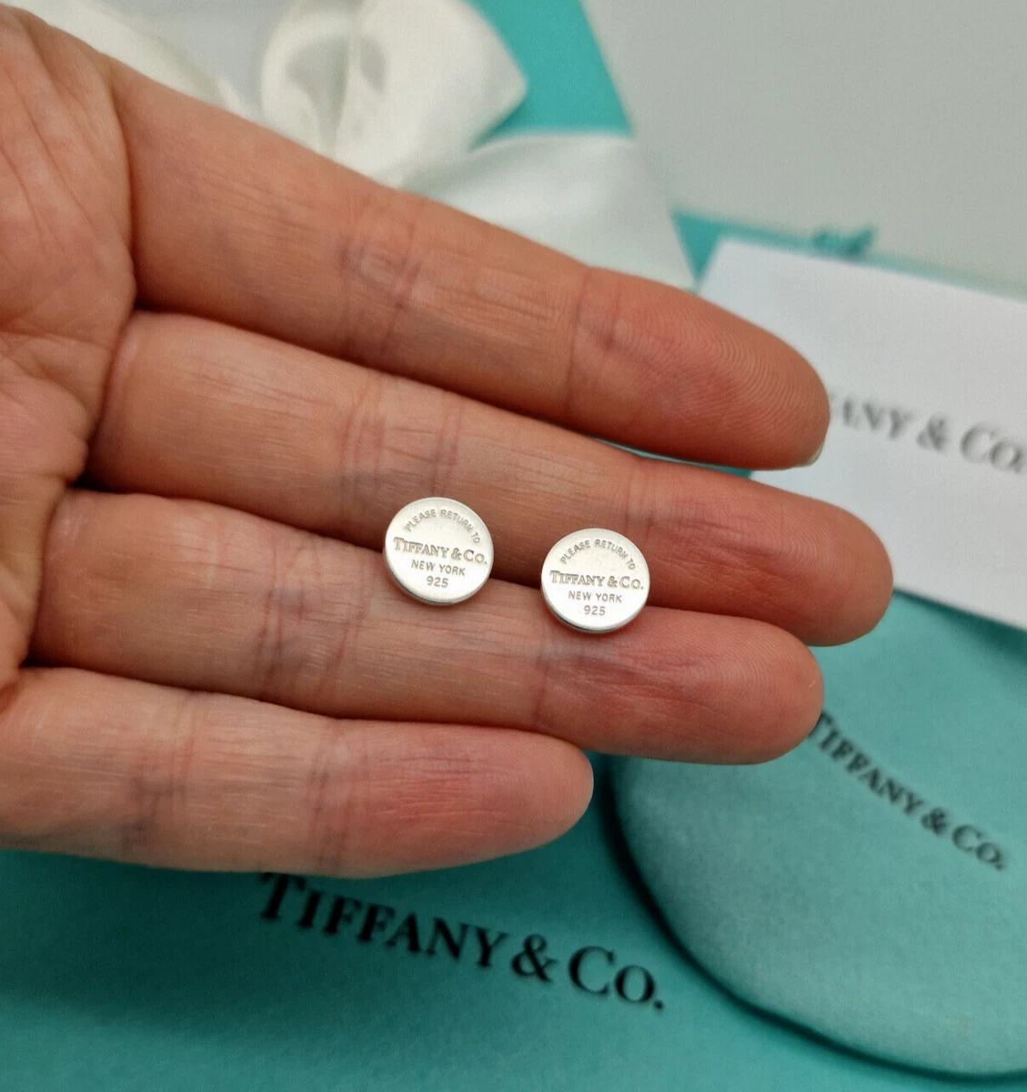 Tiffany and co silver stud earrings discount