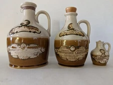 3 Sizes Vintage Jim Beam Bronte Yorkshire Liqueur Pottery Stoneware Jugs – Empty