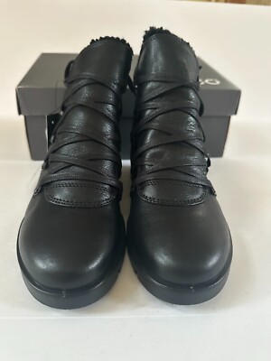ECCO Bella Womens Leather Wool Lined Winter Snow Boots SZ EU 36 US  Black NIB