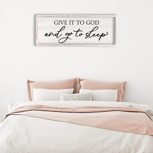 3D Give it to God and Go to Sleep Sign Wall Decor Wood Frame 40" X 15" Master... - Picture 3 of 7