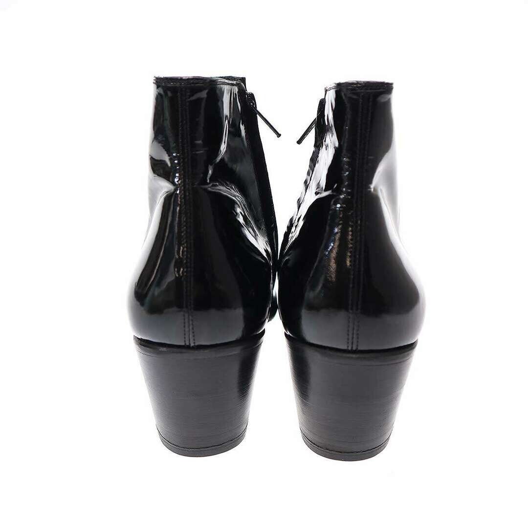 Dior HOMME 2005AW GLAM Side Zip Enamel Heel Boots Black 39 Dior HOMME 2005AW GLAM Side Zip Enamel Heel Boots Black 39