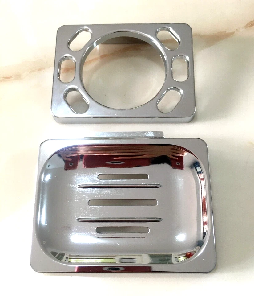 Wall Mounted Brushed Nickel Tooth Brush Tumbler Holder & Soap Dish Holder “NEW” - Image 4 of 4