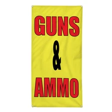 Vertical Vinyl Banner Multiple Sizes Guns & Ammo Promotion Business E Military