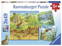 3 X 49 Teile Ravensburger Kinder Puzzle Tiere In Ihren LebensräUmen 08050