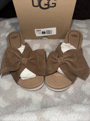 UGG Australia Joan II Chestnut Suede Leather Bow Platform