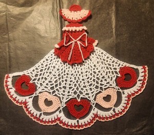 Crochet Crinoline Lady Doily - Hearts