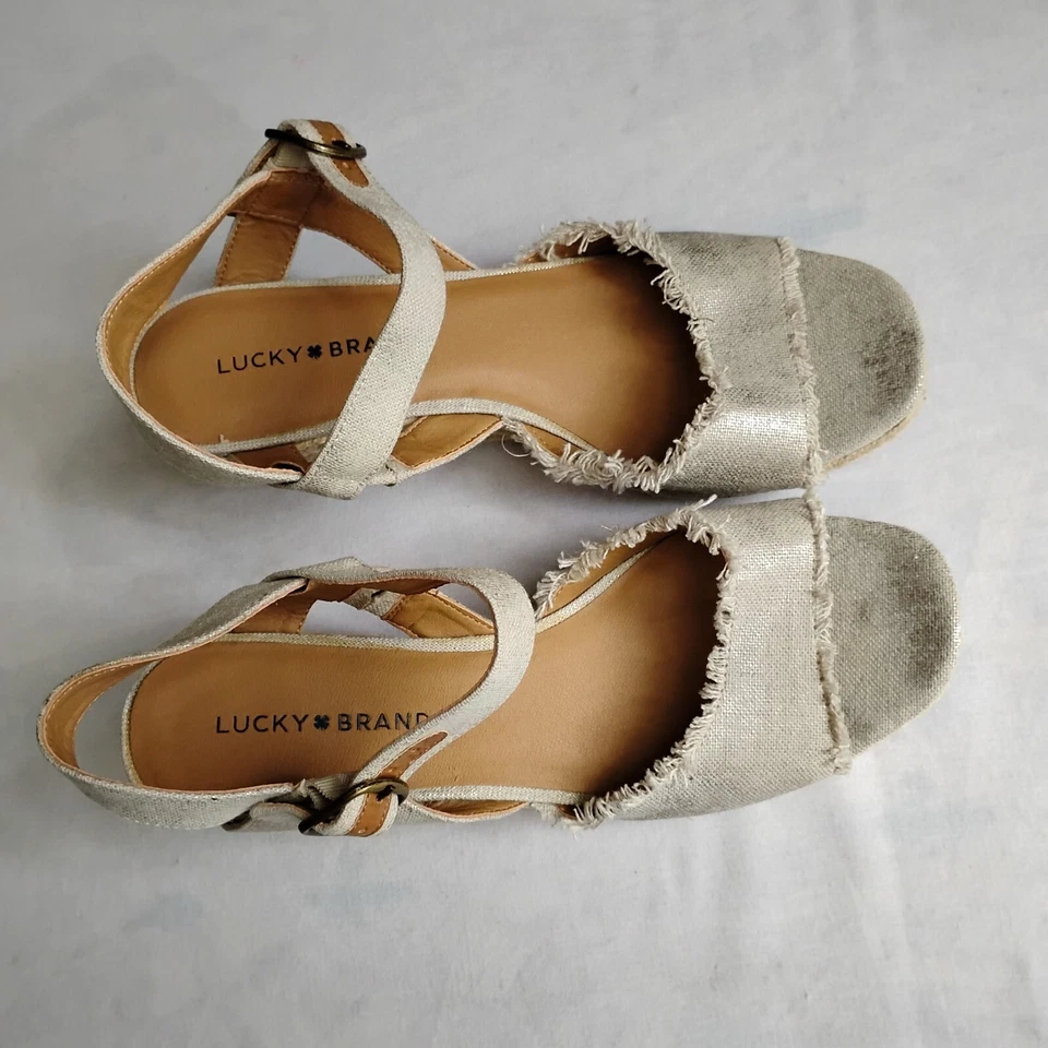 Sandalias Lucky Brand 9.5 Mindra Alpargata Cuña Playa Boho Resort Foto 2 de 4