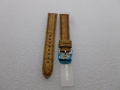 Genuine Michele 16mm Brown Gold Alligator Watch Band Strap  display picture 1