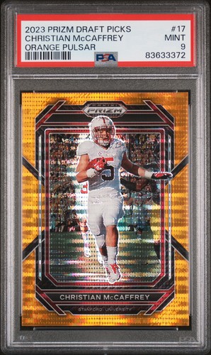 2023 CHRISTIAN MCCAFFREY Prizm Draft Picks Orange Pulsar 49ers /49 PSA 9 POP 1