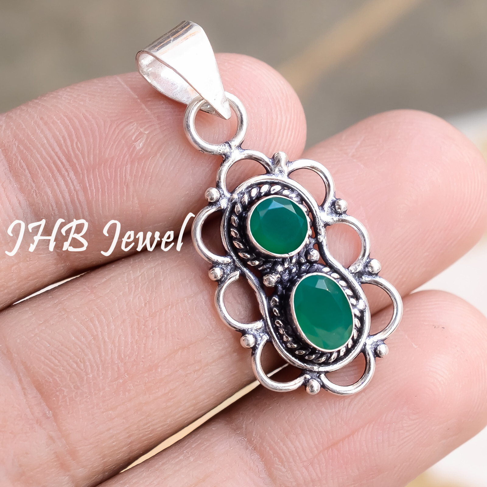 Green Onyx 925 Sterling Silver Handmade Jewelry Pendant Gift for Anyone