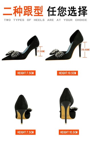 Women Pointed Toe Pumps Rhinestone Bow Sexy High Heels Stilettos Party Shoes - Picture 13 of 17