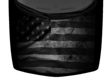Rustic Waving American Flag Truck Hood Wrap Vinyl Car Graphic Decal Grayscale