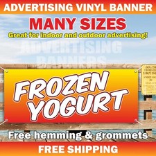 FROZEN YOGURT Advertising Banner Vinyl Mesh Sign Smoothie milkshake Ice Cream