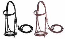 BLACK or BROWN English Biothane Synthetic Bridle w Double Nose & Reins w Buckles
