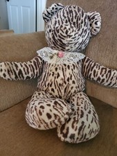 VINTAGE Leopard Print BEAR 20" HANDMADE x condition