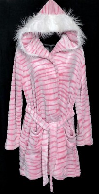 PRIMARK ladies XS/6-8 fleece TIGER STRIPE DRESSING GOWN bath robe