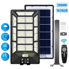 99000000LM Commercial LED Solar Street Light PIR Sensor Dusk-to-Dawn+Remote+Pole