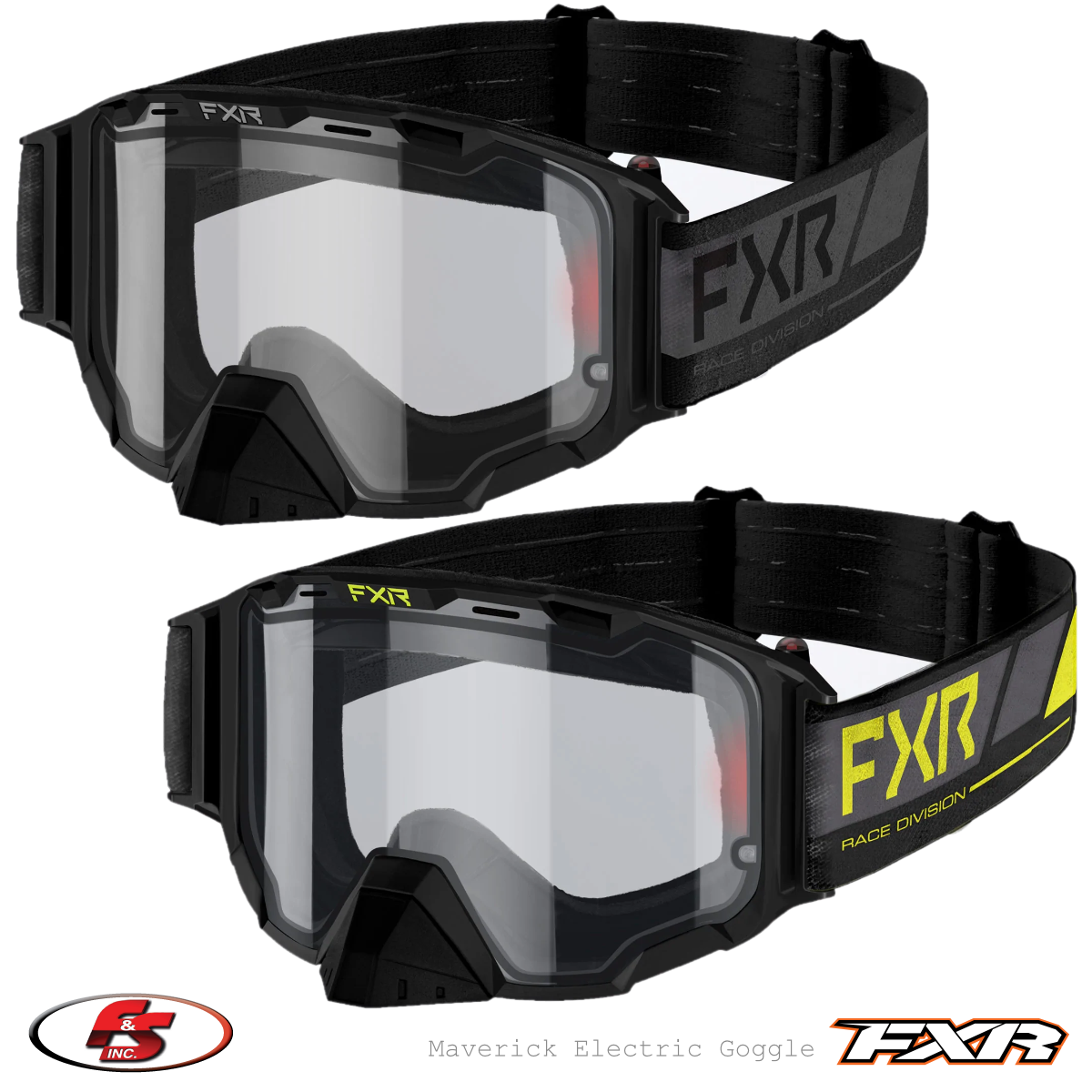 NEW FXR Maverick Electric Snowmobile Motocross Goggle 22 Hi Vis/Black eBay
