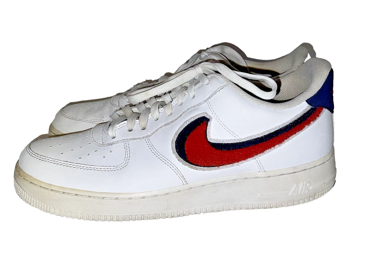 Nike Air Force 1 Low 3D Chenille Swoosh White Red Blue Men's - 823511-106 -  US