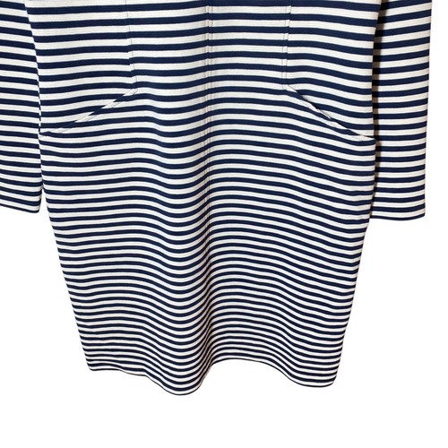 Boden Ellen Ottoman Dress 10L Ribbed Stretch Navy White Pockets Coastal Nautical - Picture 4 of 8