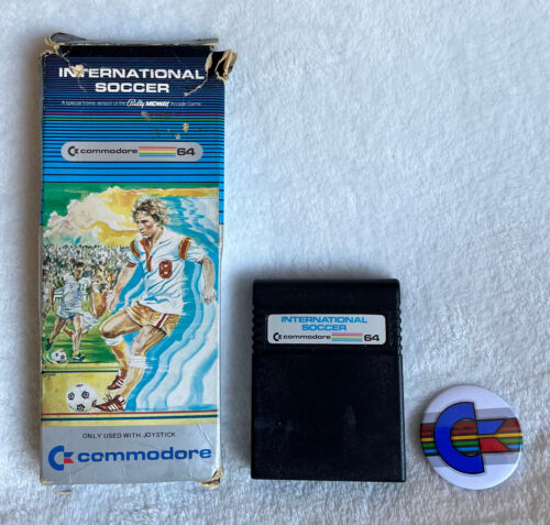 Commodore 64 CBM C64 International Soccer Cartridge - tested, FREE badge