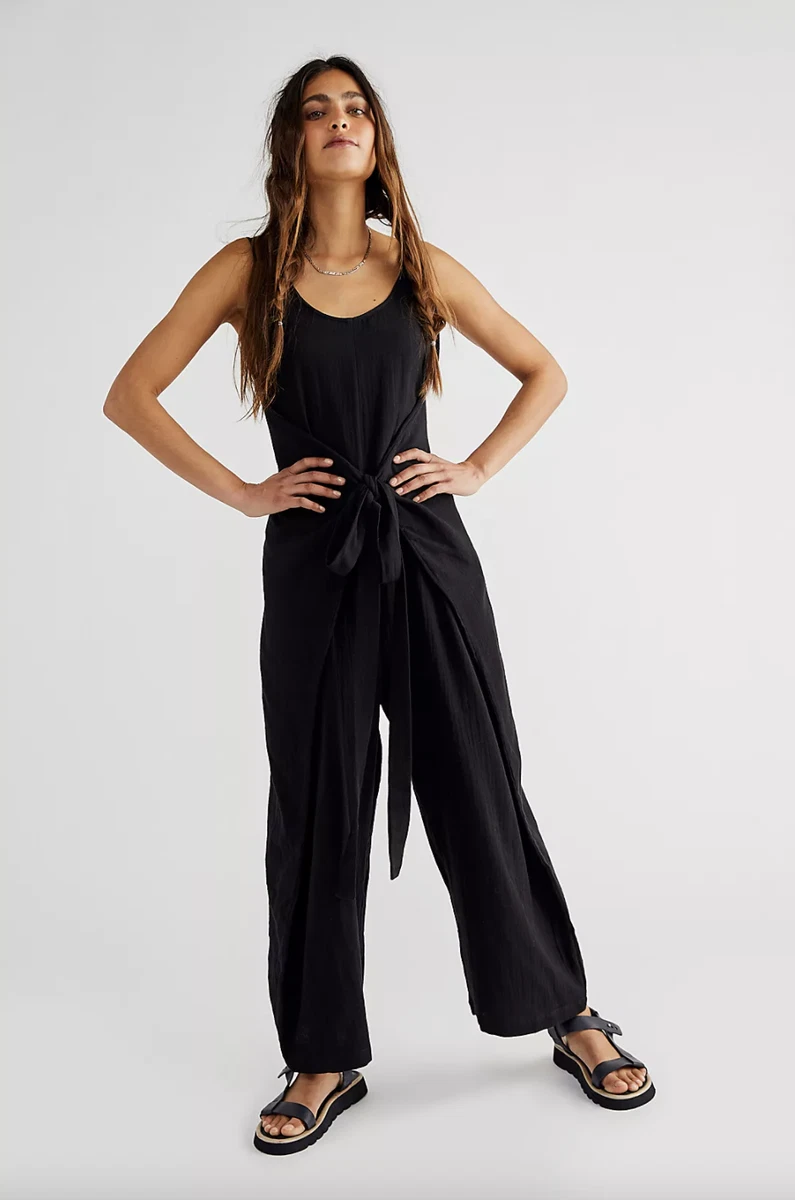Free People Rujuta Sheth Cozy Black Jumper Jumpsuit Size XL