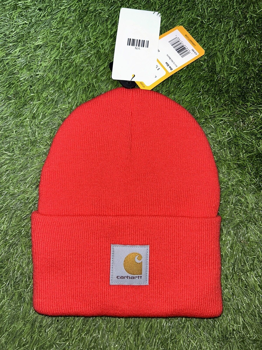 CARHARTT MENS KNIT CUFFED BEANIE INFRARED OSFM NWT A18