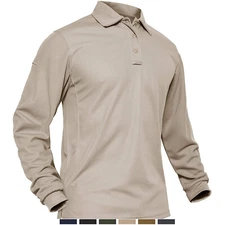 Men's Long Sleeve Polo Shirts Quick Dry Tactical Casual Work Outdoor Golf Sport