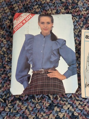 8275 McCalls Stitch Save SEWING Pattern UNCUT Misses 12-16 Ruffled Blouse  1982