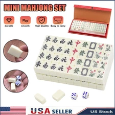 W/ Case Box Traditional 146 Tiles Mah-Jong Game Set Vintage Chinese Mahjong Set