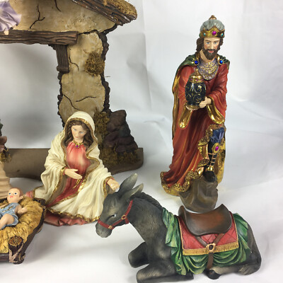 Kirkland Signature 13 Piece Hand Painted Ceramic Nativity Set for
