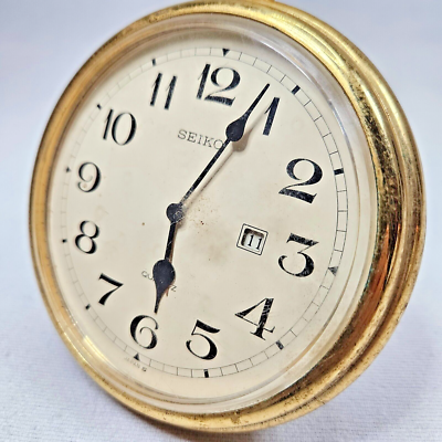 Seiko Desk/Table Alarm Clock Oversized Pocket Watch Metal Case QQ