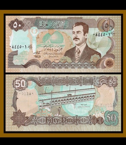 7 Notes Iraq Set Banknotes(5,25,50,50 ,100 250)Saddam Hussien UNC With Tracking - Picture 2 of 9
