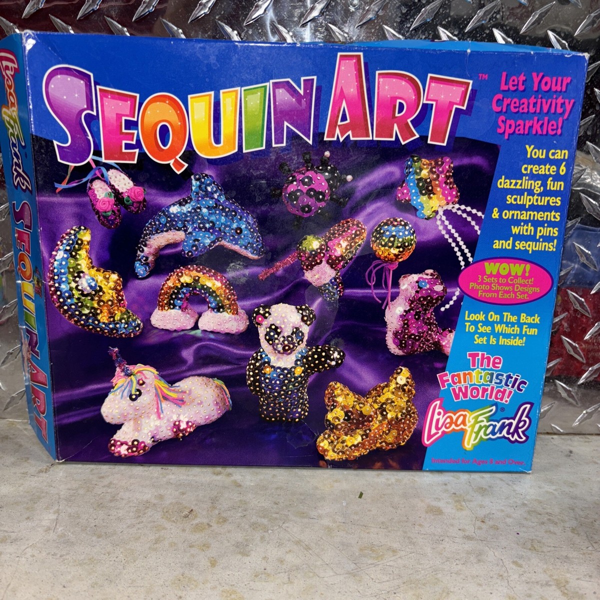 Vintage 90s Fantastic World Lisa Frank Sequin Art Sparkling