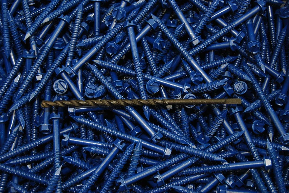 LEXAR INDUSTRIAL (150) Hex Washer Head 1/4 x 2-3/4 Concrete Masonry Screws Tapcon Anchor & Bit