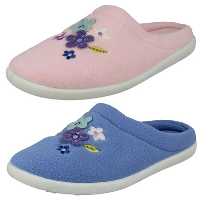 Damen Spot On Blumenmuster Pantolette Hausschuhe - 'CS2630'