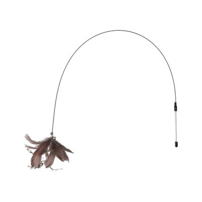 Handheld Cat Teaser with Bell, Fluffy Plume Teasing Sticks, Brown