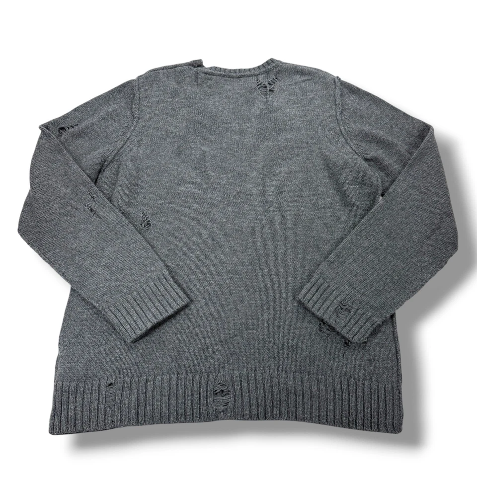 AG Sweater Thoman Long Sleeve Destructed Crew Men's Medium M Gray Merino Alpaca - Image 3 of 4