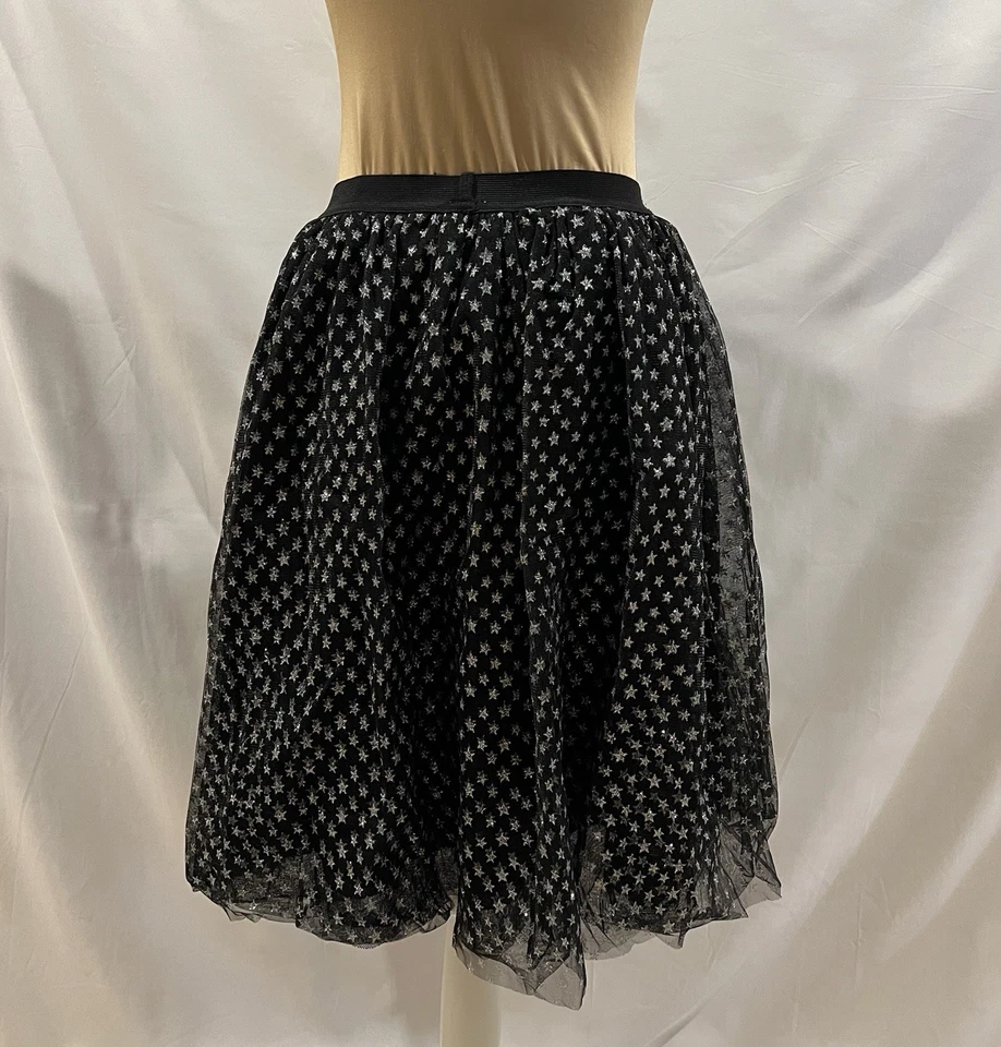 Falda Harajuku Mini Para Target Talla M (7/8) Negra Tul Plata Estrellas Falda Foto 3 de 4